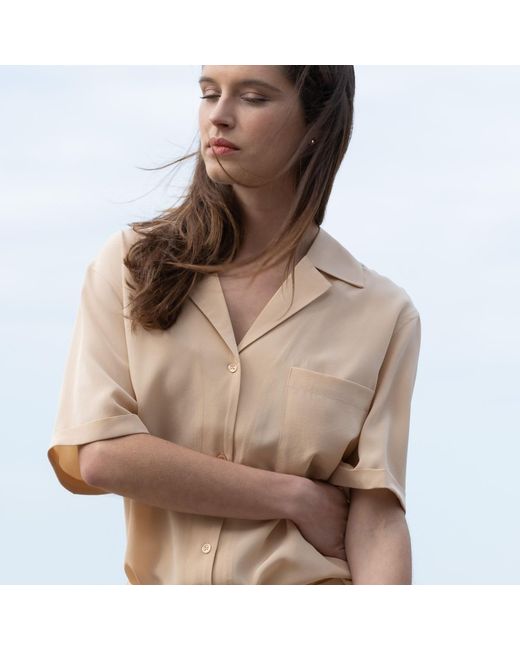 Bel Cashmere Natural Neutrals Noa Silk Shirt