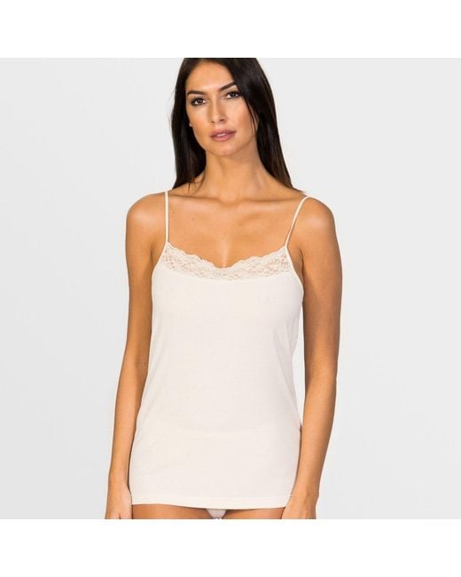 Zd - Zero Defects Natural Neutrals Afrodita Lace Spaghetti Top – Soy Fiber Softness & Elegance