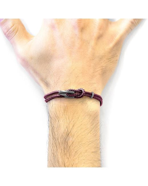 Anchor and Crew Purple Aubergine Padstow & Rope Bracelet for men