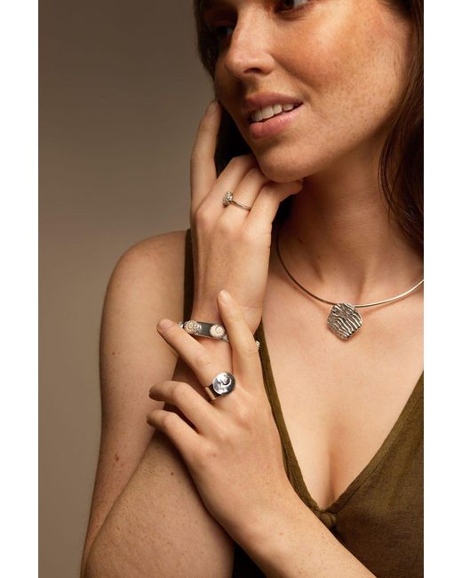 Arianne Delaney White Sterling Chunky Textured Spiral Shell Ring