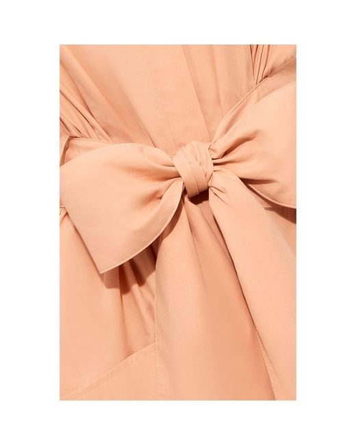 Femponiq Pink Neutrals Belted Gathered Cotton Shirt Dress