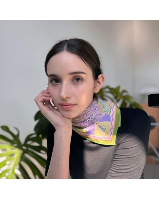 Maraethra Pink Lunar Mandala Silk Square Scarf