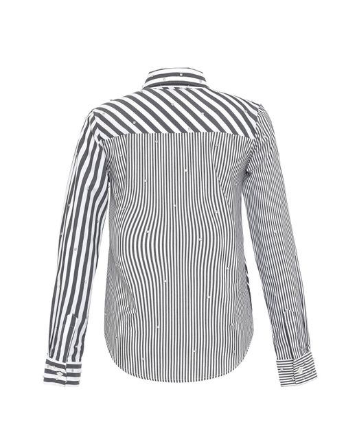 Theo the Label White Echo Mix Stripe Pearly Shirt