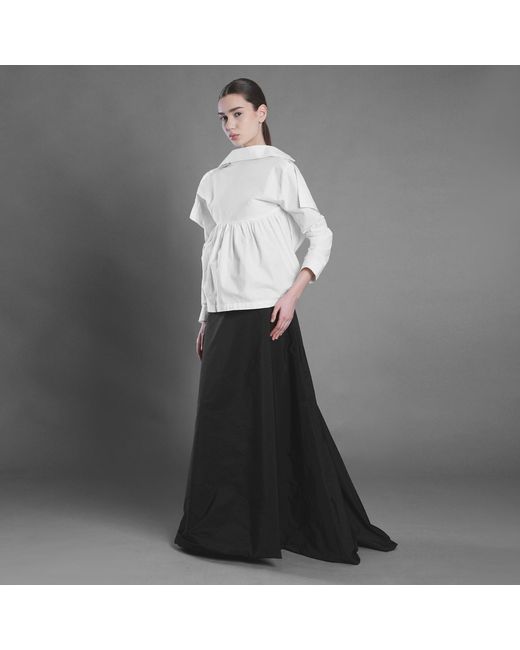 Silvia Serban Black Taffeta Skirt With Train
