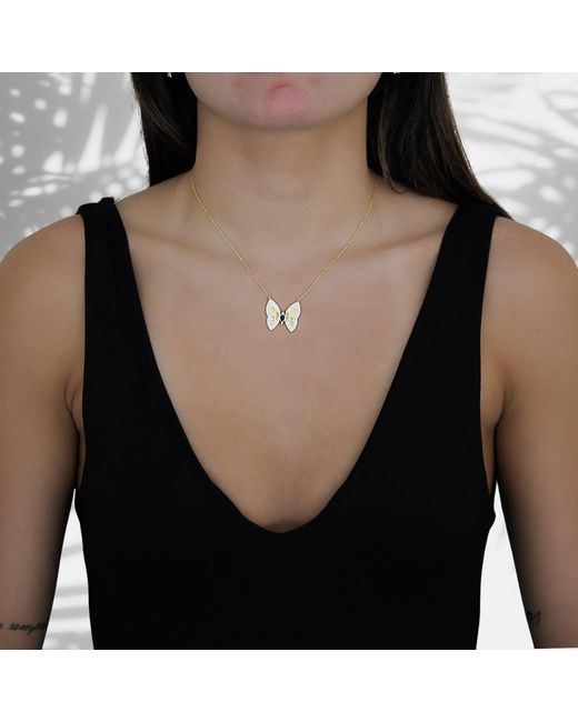 Ebru Jewelry Metallic Hope Butterfly & Diamond Necklace