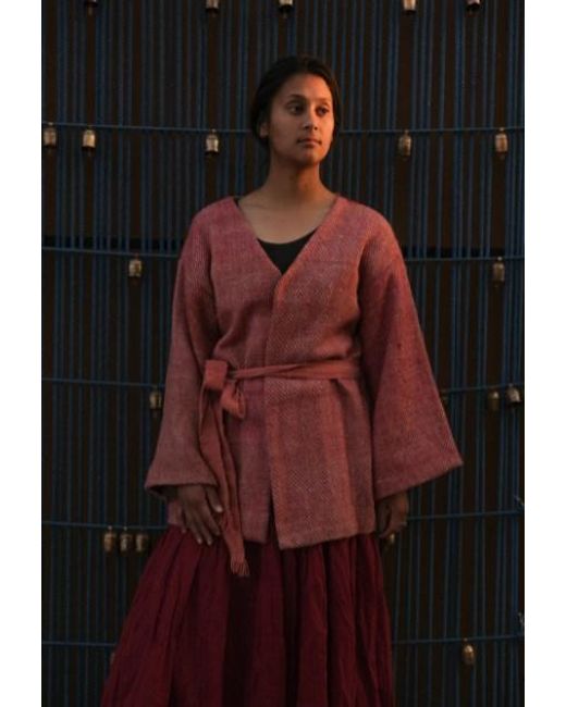 Charkha & Loom Red Rosefinch Kimono