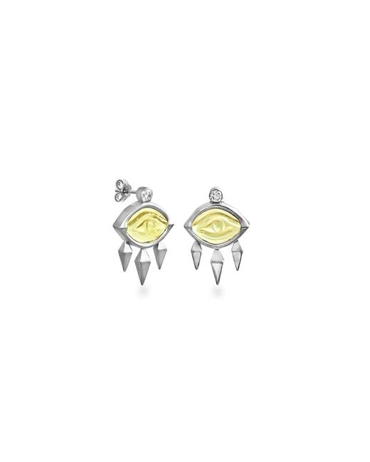 Myrto Katramadou Jewellery White Aegean Eye – Citrine Earrings