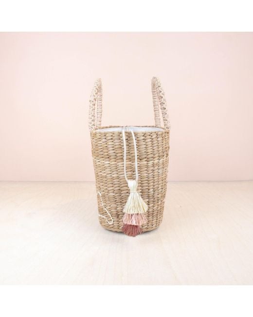 LIKHÂ Natural Mini Tote Bag With Embroidered Bunny