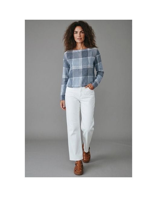 SNIDER Blue Plaid Drawstring Top