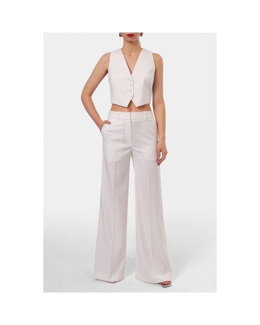 AGGI by HALEWSKI White Franzi Off Wide Suit Trousers