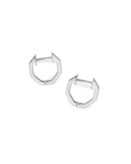 Nellou Jewellery Metallic Hex Huggie Earrings Sterling