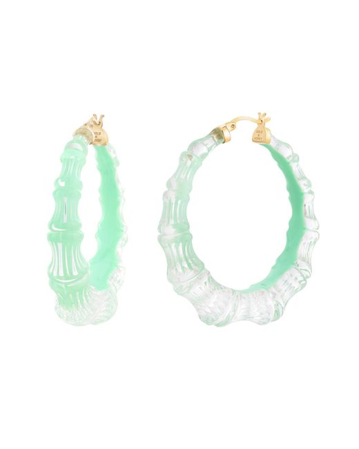 Gold & Honey Blue Bamboo Illusion Hoop Earrings