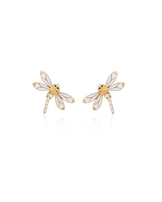 Milou Jewelry White Dragonfly Earrings