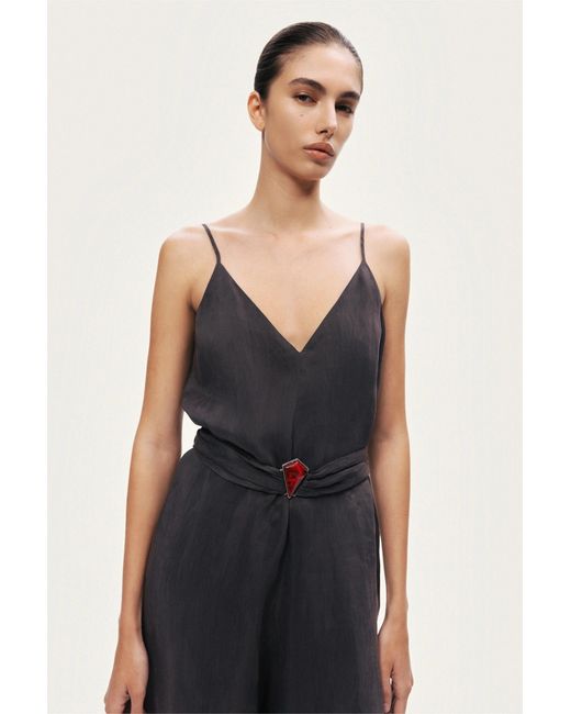 Nocturne Black V-Neck Spaghetti Strap Jumpsuit