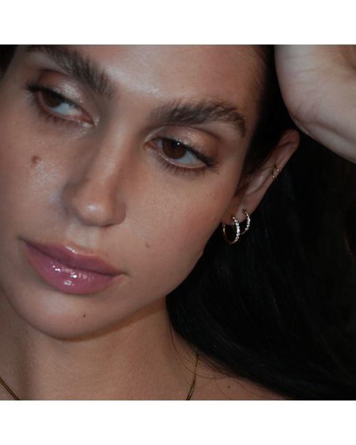 Mickey's Girl Metallic Pave Hoop Earrings
