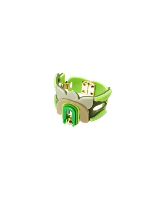 Gissa Bicalho Green Acrylic Handmade Bracelet Lilium