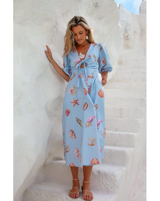 Palm Collective Blue Corsica Shell Maxi Dress