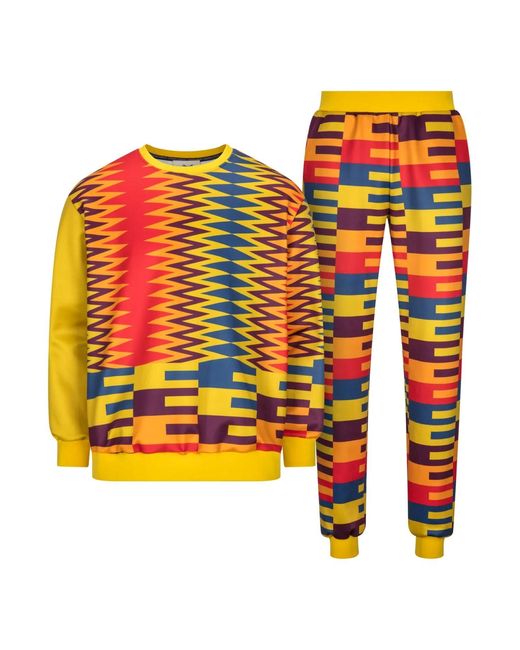 Ohema Ohene Orange Kente Print Tracksuit Co-Ord Set – Heritage Kente Print for men