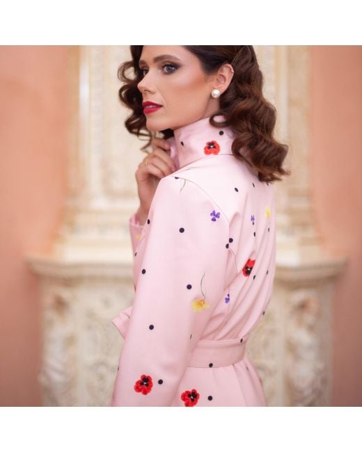 RainSisters Pink Fitted & Flared Coat With A-Line Skirt