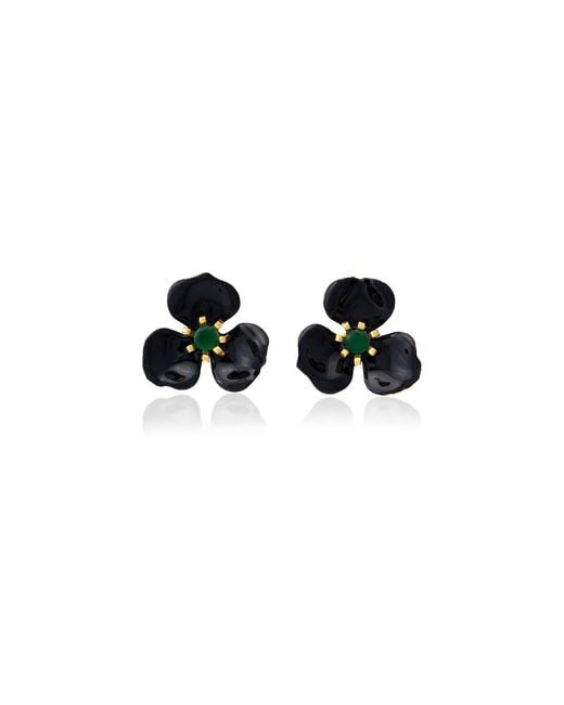 Milou Jewelry Black Petal Flower Earrings