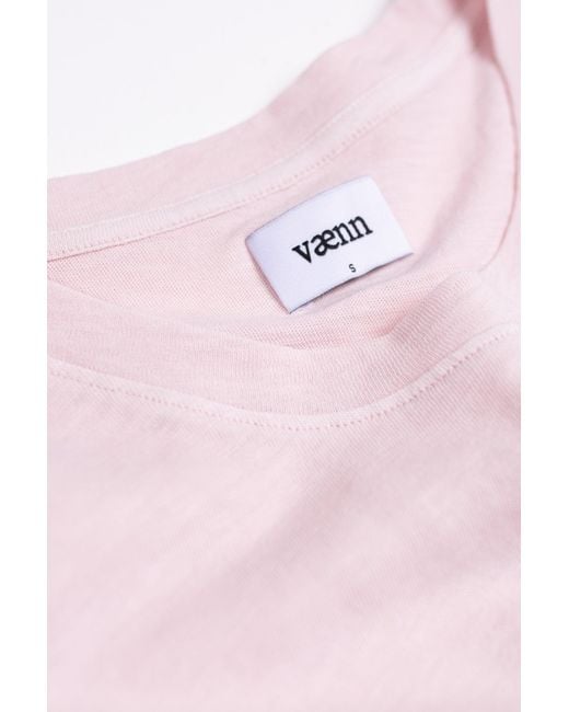 Vænn Pink Slub Crew Tee Chalk