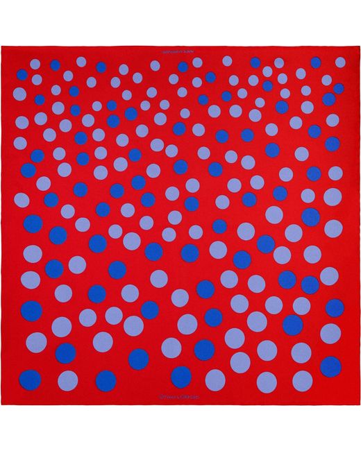 Otway & Orford Red 'Planetarium' Polka Dot Silk Pocket Square for men
