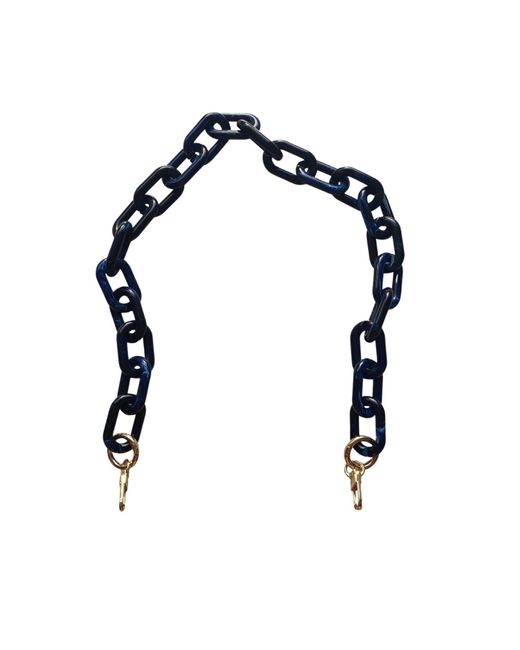 CLOSET REHAB Black Chain Link Short Acrylic Purse Strap In Navy
