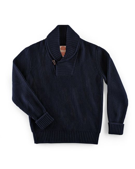 &SONS Trading Co Blue Sons Port Shawl Collar Jumper for men