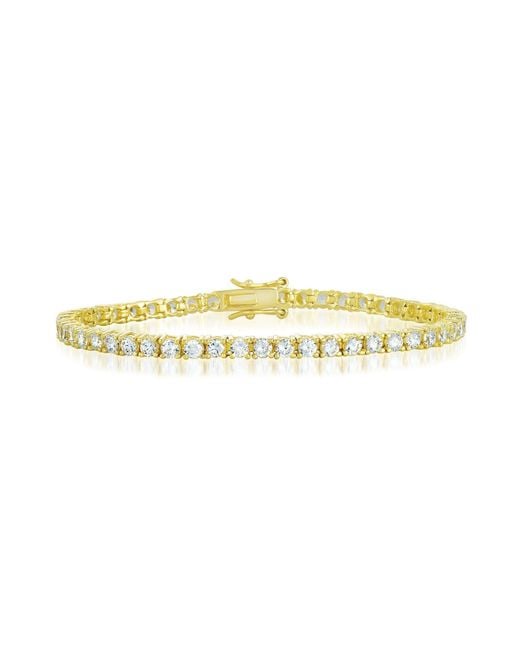 Genevive Jewelry Metallic Genevive Sterling Plated With Clear Cubic Zirconia Tennis Bracelet