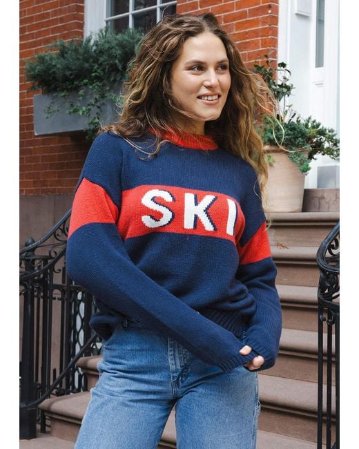 Ellsworth & Ivey Blue Sadie Crewneck Sweater