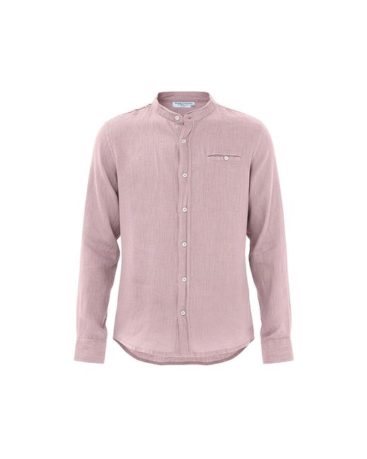 Haris Cotton Pink Slim Fit Mandrin Neck Linen Shirt Powder for men