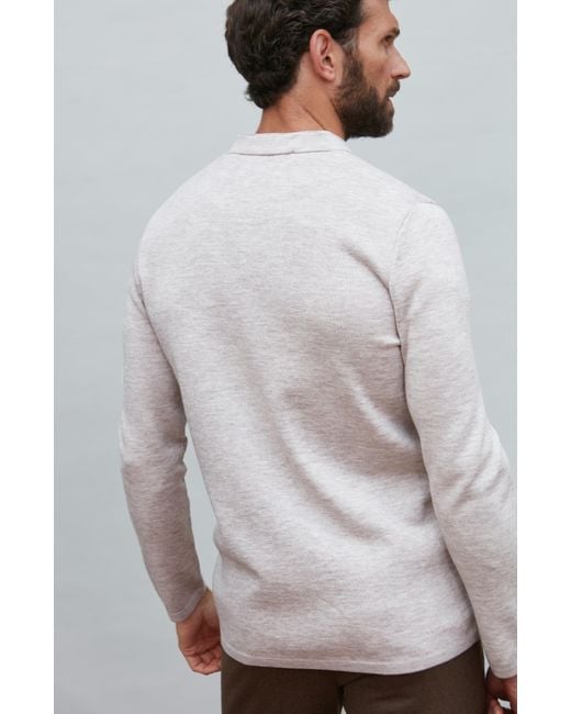 Paul James Knitwear Gray Neutrals Extra Fine Merino Wool Alonzo Knitted Nehru Jacket for men