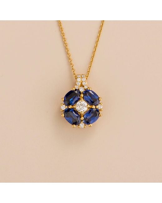 Juvetti Blue Pristi Necklace With Diamond & Sapphire