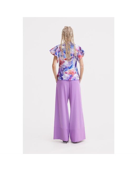 Julia Allert Purple Button Front Palazzo Trousers – Lilac