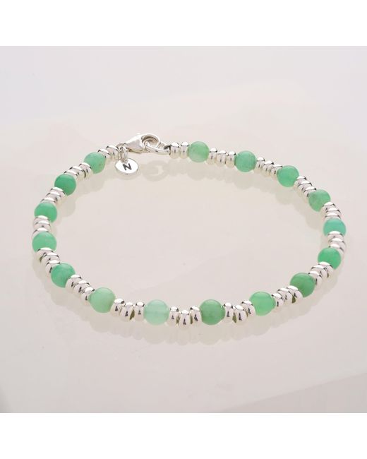 Nellou Jewellery Blue Gem Chrysoprase Bracelet Birthstone May Sterling