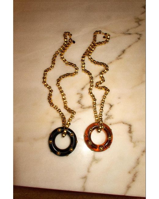 Sccollection Metallic Riley Studded Disk Necklace