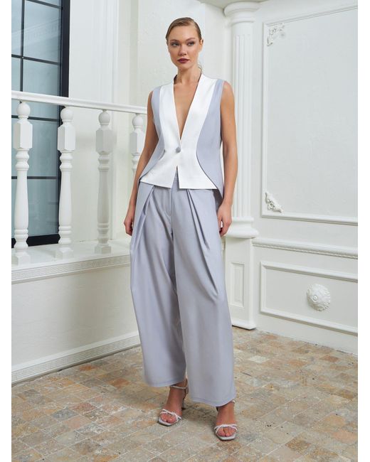 Lumina Eligma Blue The Gathered Suit Pants Ensemble