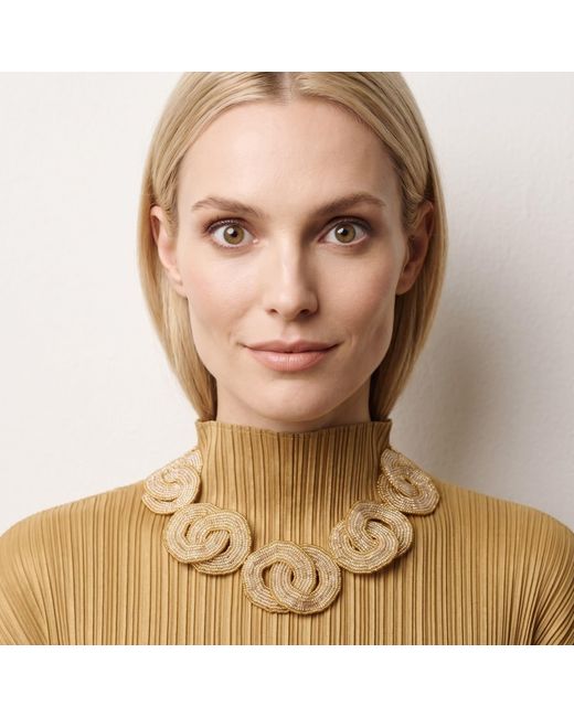 Iliana Arrazola Metallic Crisscrossed Circle Necklace