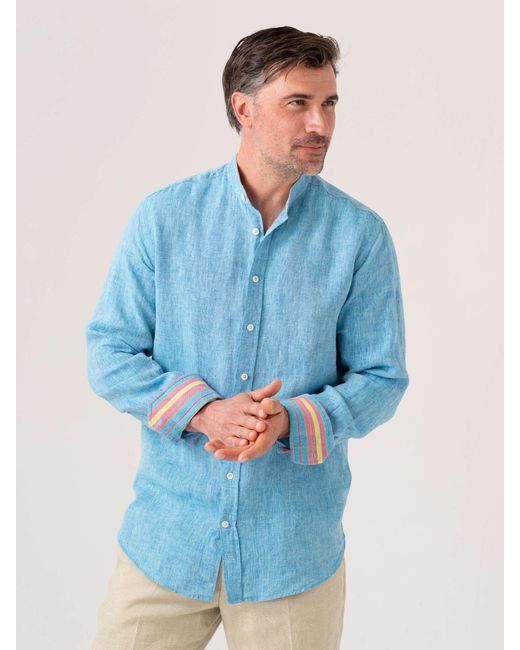 Koy Clothing Blue Linen Shirt for men
