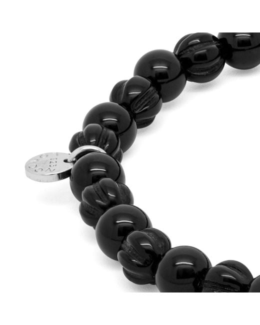 Tateossian Black Classic Discs Beaded Bracelet for men