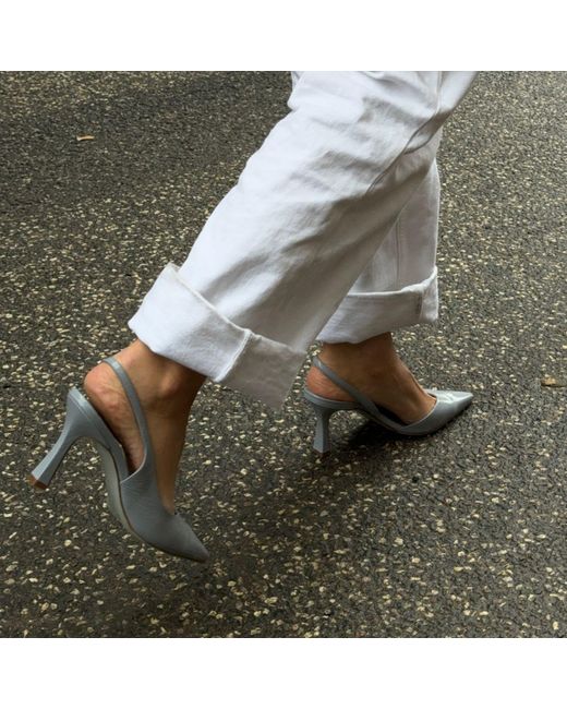 Notabene Blue Emira Slingback Stilettos, Ice Patent