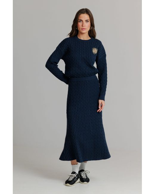Lou&Up (Formerly Loup Clothing) Blue Cable Knit Midi Skirt
