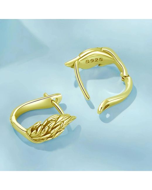 Angel Barocco Metallic Angel Wing Sterling Hoop Earrings