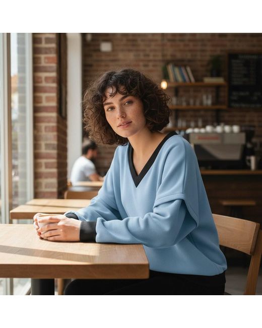 BEIRA Blue Victoria V-Neck Sweatshirt –