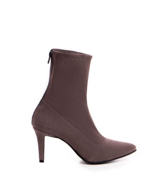 The 5Th Element Brown Neutrals Taupe Stretch Leather Mid-Boots