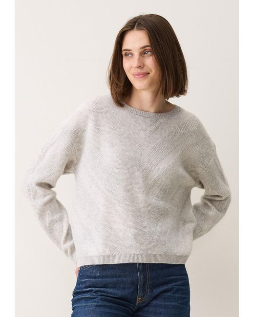Loop Cashmere Gray Textured Chevron Sweater