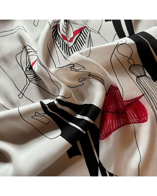 Una Berzina Black And Printed Scarf Lips