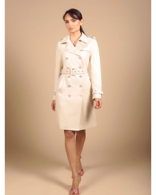 Santinni Natural Neutrals 'Belle Du Jour' 100% Leather Trench Coat