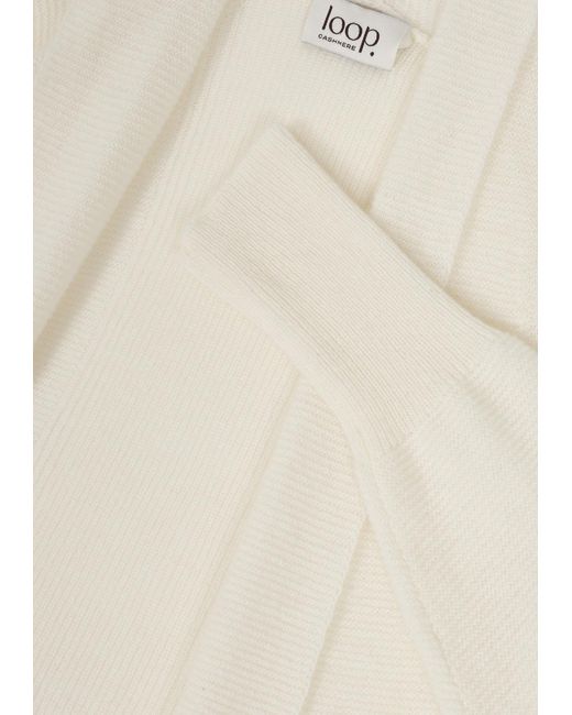Loop Cashmere White Relaxed Edge To Edge Cardigan