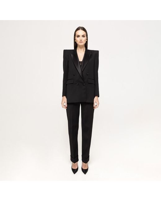 Nissa Black Tailored Wool Pants